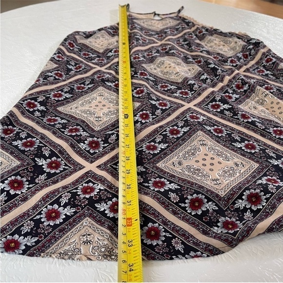 Xhiliration Bandanna Print Halter Neck Dress Lace Trim Floral Pullover A-Line - Picture 9 of 9